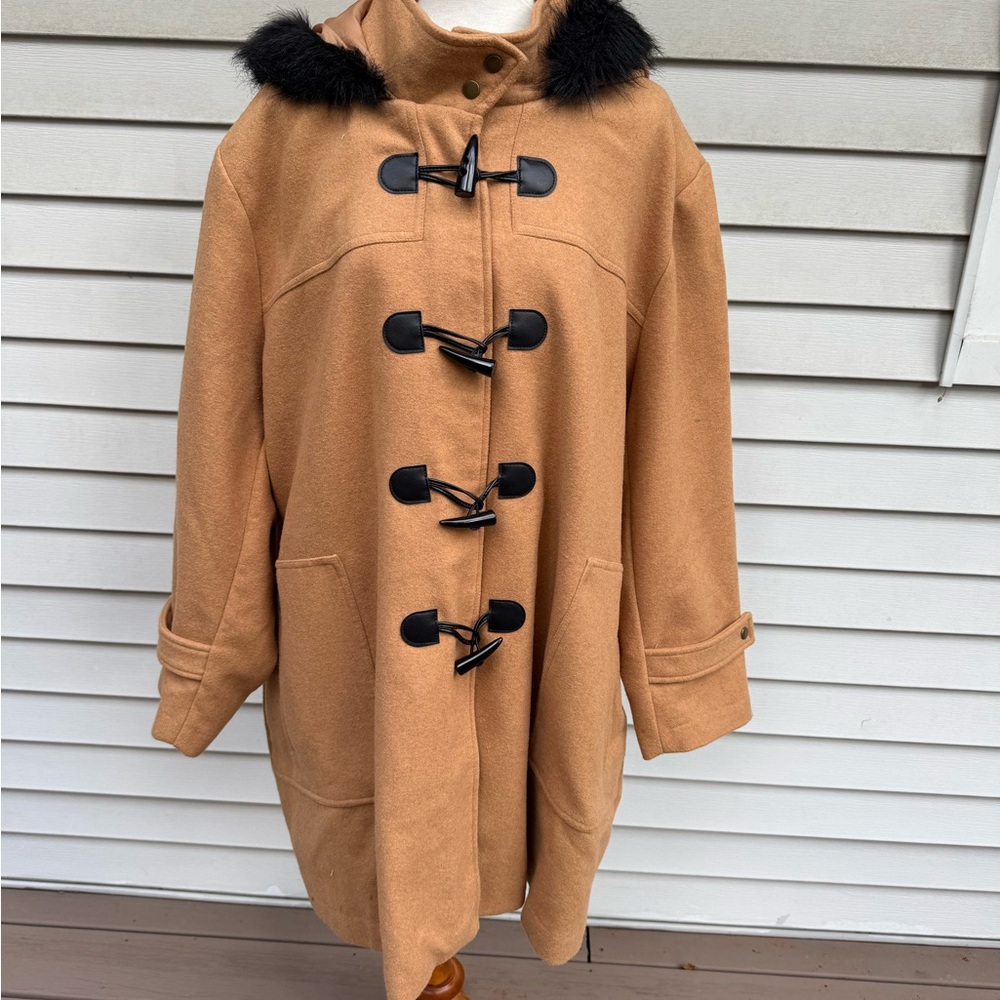 Catherines tan Wool Blend Coat hoodie